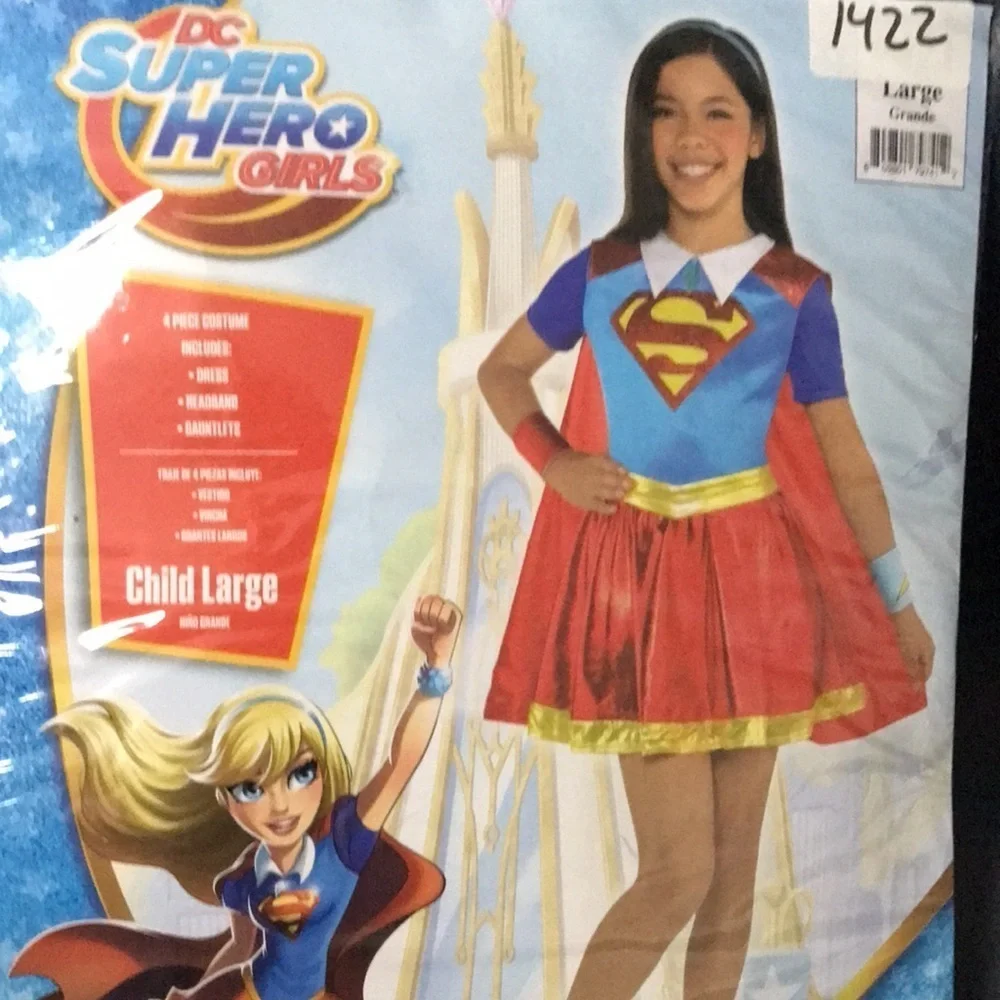 Dc SuperGirl super hero costume Red Blue Gold